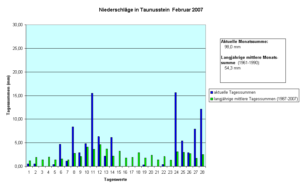 Niederschlge in Taunusstein  Februar 2007