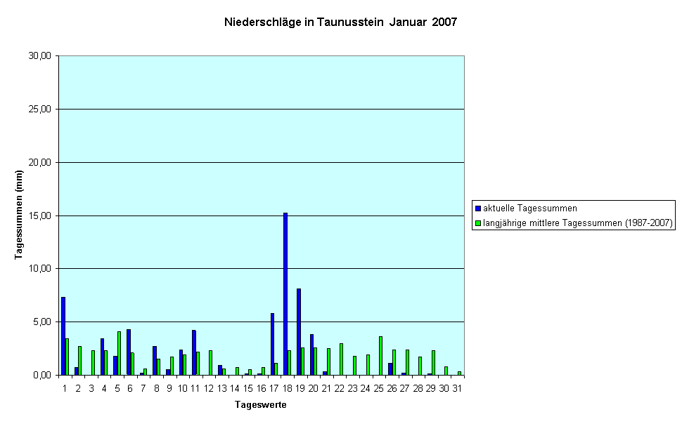 Niederschlge in Taunusstein  Januar  2007