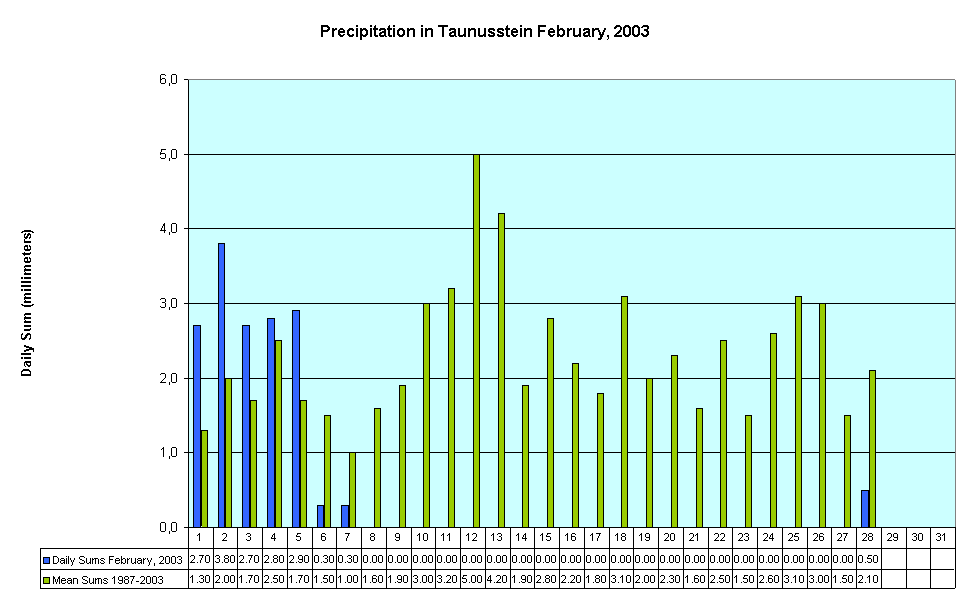 Precipitation in Taunusstein February, 2003